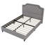 Grand lit en velours gris avec tête de lit et bouton, sans sommier, structure en bois, capacité de 600 lb-727379989-727379978