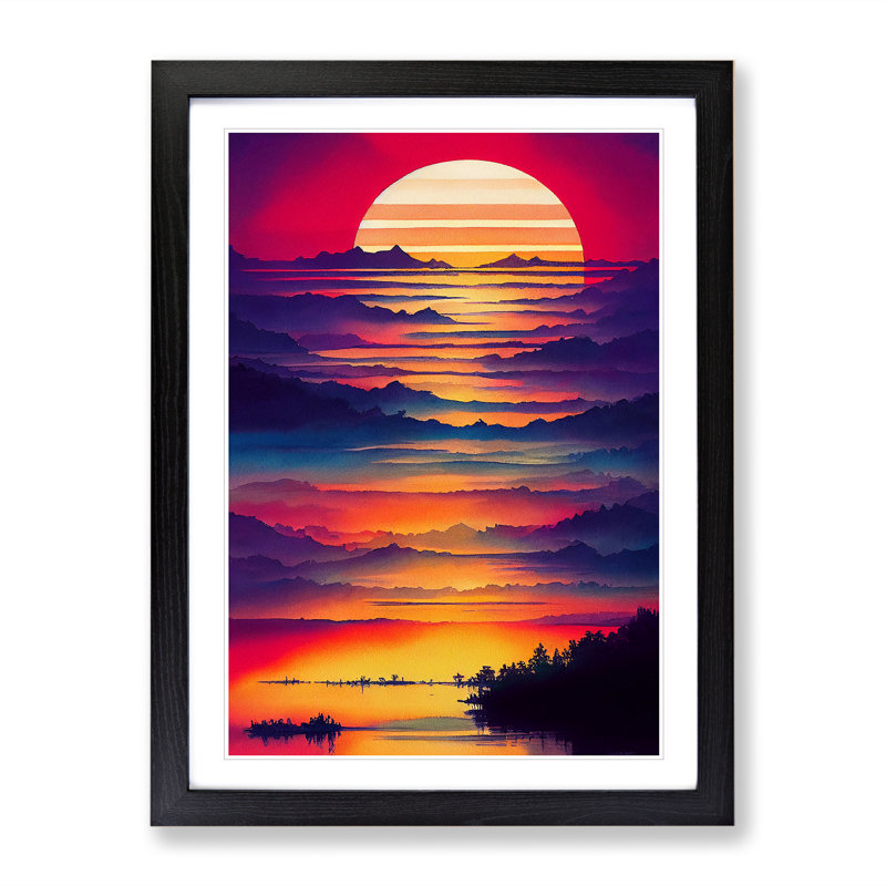 Mountain Sunset No.2 - Framed Print, 64cm H x 46cm W x 2cm D, Black