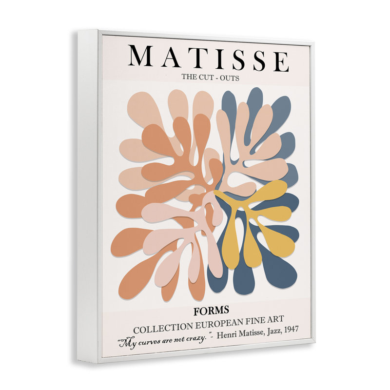 Matisse classique, peinture découpée, formes abstraites, encadrée et giclée par Ros Ruseva, Giclée encadrée blanc bord de mer