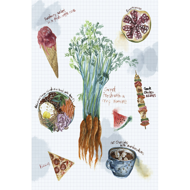 Food Sketches I by Melissa Wang - Wrapped Canvas Print, 46cm H x 30cm W