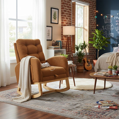 Chaise berçante classique rembourrée avec repose-pieds réglables
