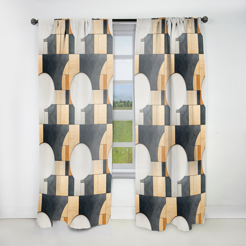 Industrial Zen Ii - Modern Curtain - Velvet Room Darkening - 1 Panel, 52" W x 108" L
