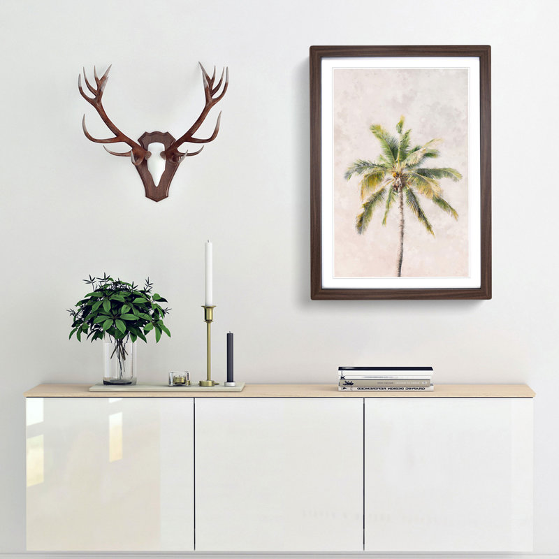 Cuban Palm Tree - Picture Frame Painting Print, 33cm H x 24cm W x 2cm D, Walnut Framed