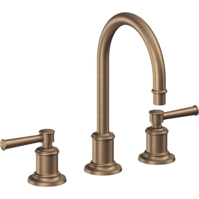 Miramar Widespread Lavatory Faucet with ZeroDrain, Antique Brass Flat, Lever Handle