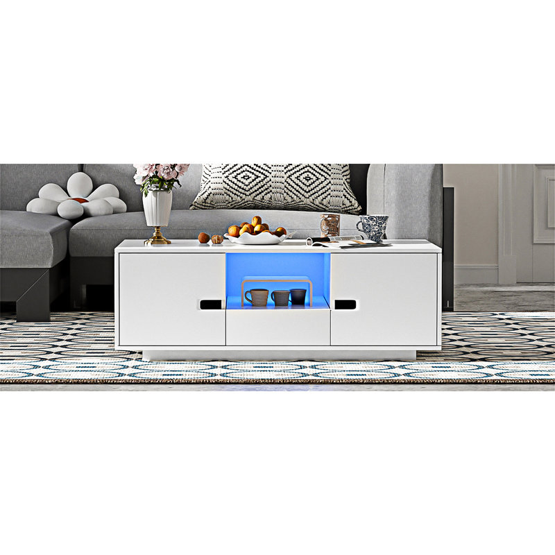 Table basse rectangulaire avec rangement, Blanc