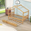 Lit en bois en forme de maison avec toit suspendu et lit gigogne simple-1348937017-1348937018