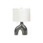 Lampe de table Nios, 25 po, base artisanale en céramique gris foncé à 2 pieds, abat-jour en lin-116809016