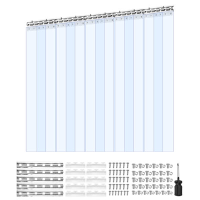 Clear PVC Strip Curtain, 96 in Height x 60 in Width x 0.08 in Thickness, 10 PCS Walk in Freezer Cooler Curtain Strips, Smooth Waterproof Plastic Door Strips for Warehouse, Freezer, Garage Doors