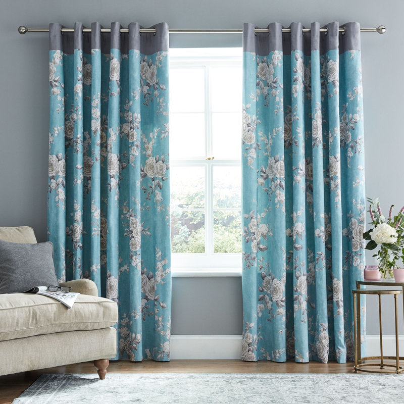 Canterbury Eyelet Room Darkening Curtains, Ochre, 168 W x 137 D cm