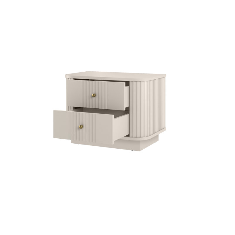Vesper 56cm W Manufactured Wood Bedside Table, Beige/Gold
