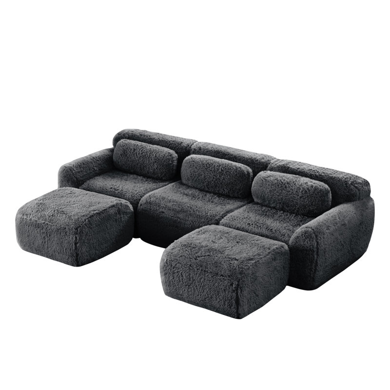 Canapé en forme de U sans os 32D haute densité, conception de fond anti-dérapant et antidérapant avec méridienne combinée et sans compression, siège profond pour chambre à coucher, bureau et cinéma maison, gris foncé