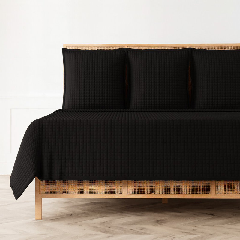 Ready-to-Bed Coverlet, Black, King Quilt