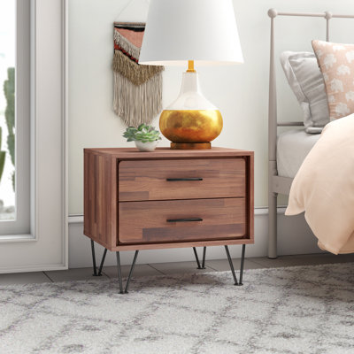 Maibritt 2-Drawer Nightstand with Metal Legs