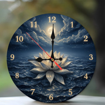 Horloge avec lotus au clair de lune océan