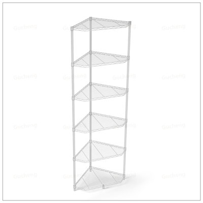Étagère de coin en métal réglable à 6 niveaux, rangement en métal robuste pour la salle de bain, la cuisine et le salon