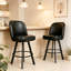 Ensemble de 2 tabourets de bar rotatifs commerciaux avec siège baquet capitonné, structure en cuir de polyuréthane noir et métal, pour restaurant, café et bar à domicile-1810853791