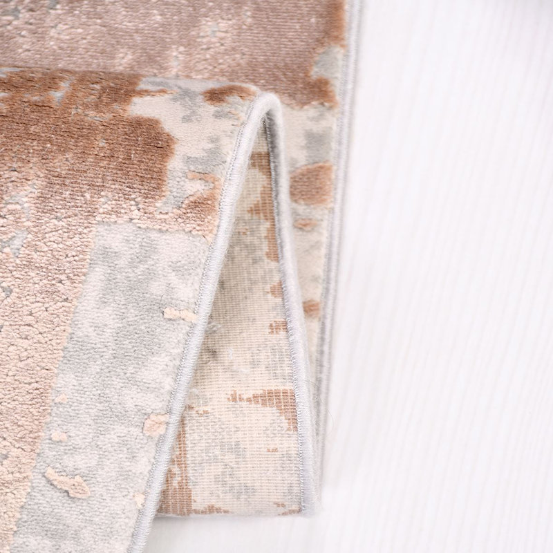 Tapis crème moderne antidérapant lavable à la machine, Rectangle 2 pi 8 po x 5 pi