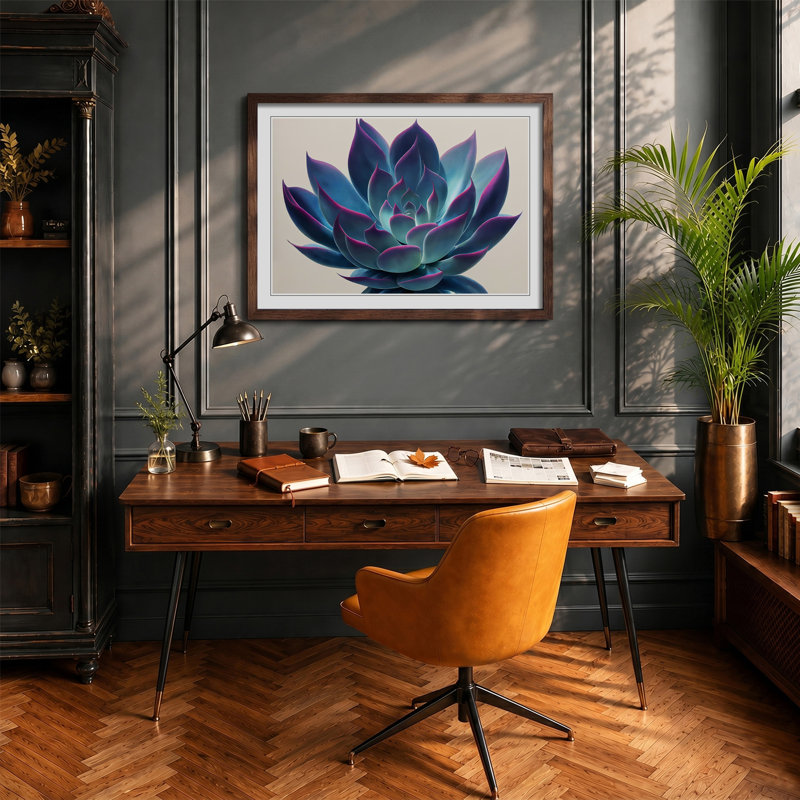 Watercolour Succulent Plant Vol.3 - Framed Print, 46cm H x 64cm W, Brown