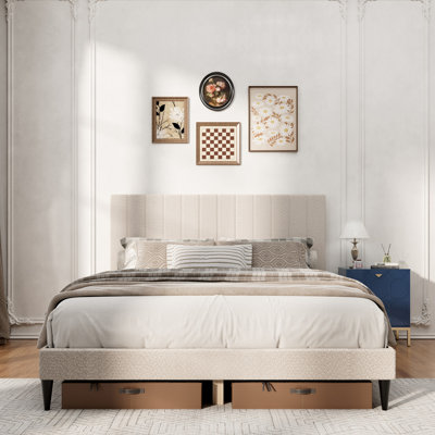 Grand lit plateforme tapissier