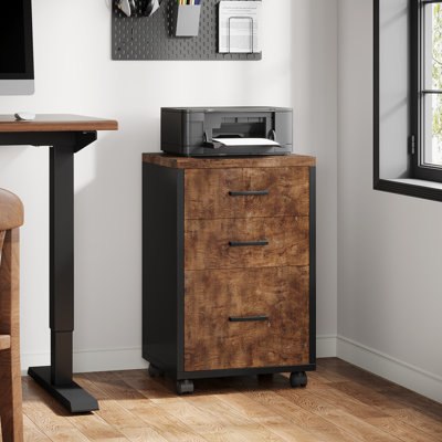 Modern 3-Drawer Rolling Vertical File Cabinet With Locking Casters, Mobile Printer Stand For Home Office by 17 Stories