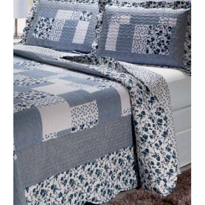 Periwinkle Dash Modern & Contemporary Polyester Floral Quilt