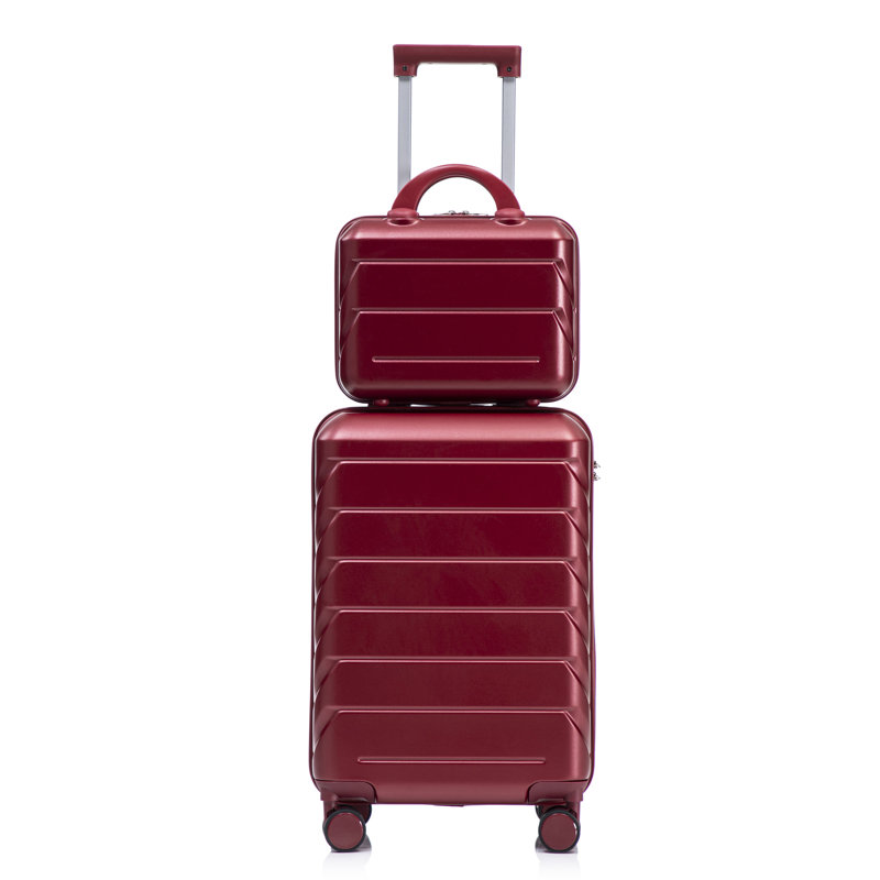 14 "/ 20" 2 pièces / ensemble dans un bagage à roulettes en ABS, 22.2" H x 14.4" W x 9.1 " D, Vin rouge
