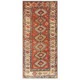 Antique Tribal Caucasian Rustic Geometric Kazak Rug