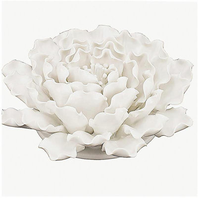 Décoration murale en céramique crème faite à la main D7,3 x 2,8 po