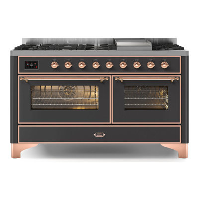 Cuisinière à gaz double autoportante 60 po 5,02 pi³ avec plaque chauffante Majestic II