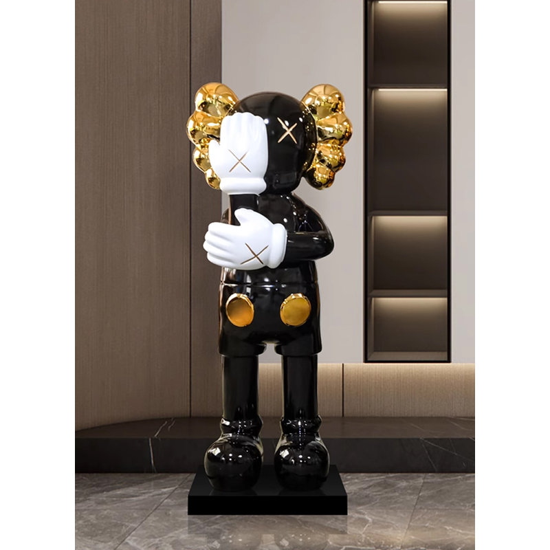 Living Room Fiberglass Character Cartoon Doll Ornaments, Black, 29.13" H x 11.02" W x 10.24" D