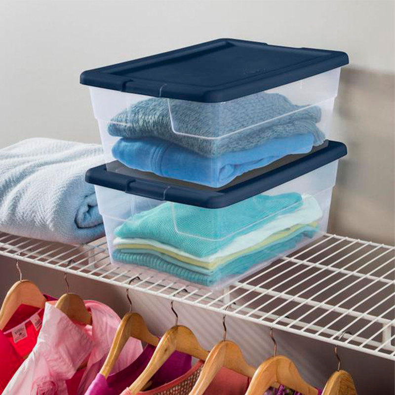 16 qt Plastic Storage Tote Set, Blue/Clear