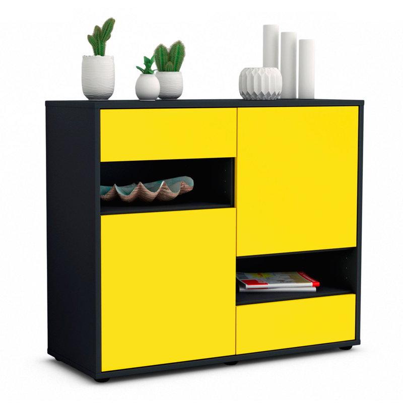 Ramsel 92cm Sideboard, Charcoal/Yellow