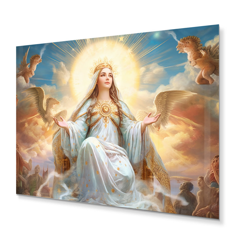 Mary Mary Praying In Heaven II - Christianisme, décoration murale en métal, H 12 po x l 20 po x P 1 po