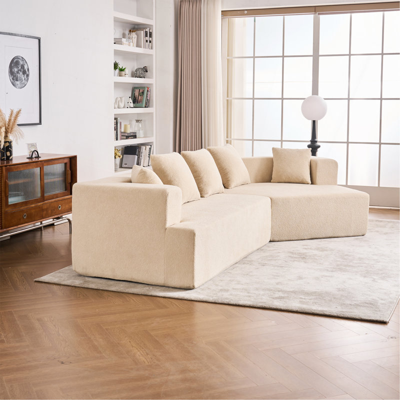 Canapé en mousse à mémoire de forme avec tissu chenille, Beige