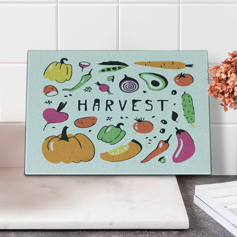 Multicolore, planche à découper en verre trempé Ambesonne Harvest