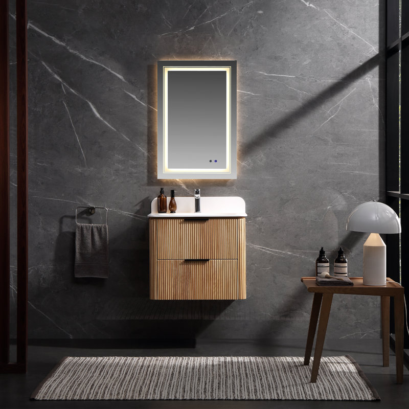 Armoire de salle de bain flottante murale moderne entièrement assemblée de 24 po