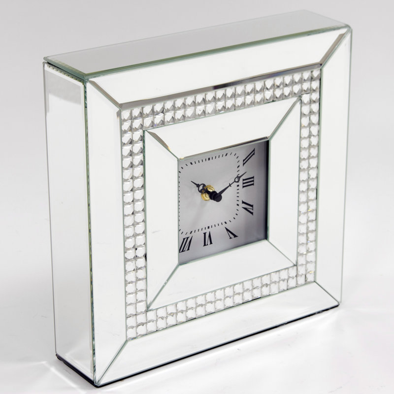 Manufactured Wood Quartz movement / Crystal Tabletop Clock in Silver