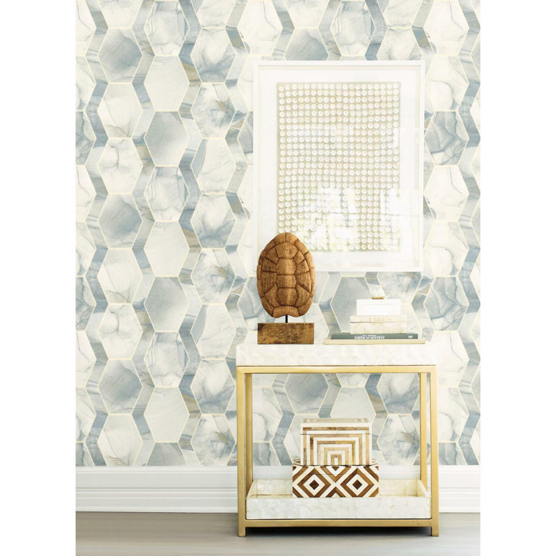 Earthbound 27' L x 27" W Wallpaper Roll, Blue/Grey