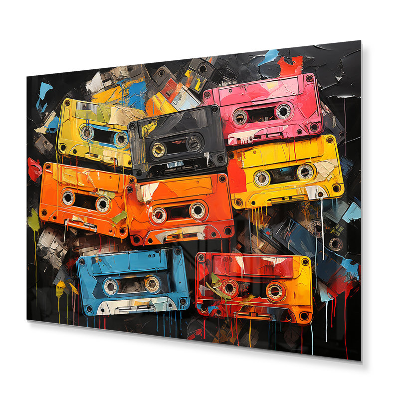 " Cassette Tapes Scattered Across II ", 30" H x 40" W x 1" D