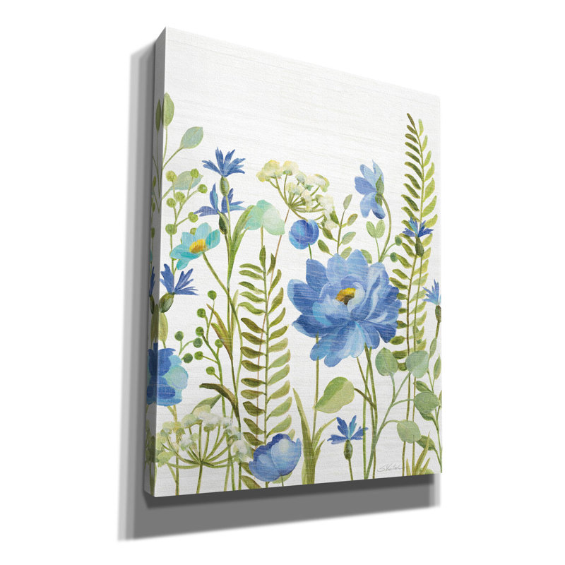 «Epic Graffiti« Botanical Blue VIII »par Silvia Vassileva, art mural sur toile, 26 po x 34 po