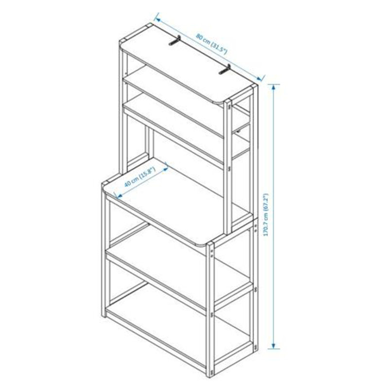 5-Tier Bakers Rack for Kitchen with Storage, 66.93" H x 31.5" W x 15.75" D, White/Brown