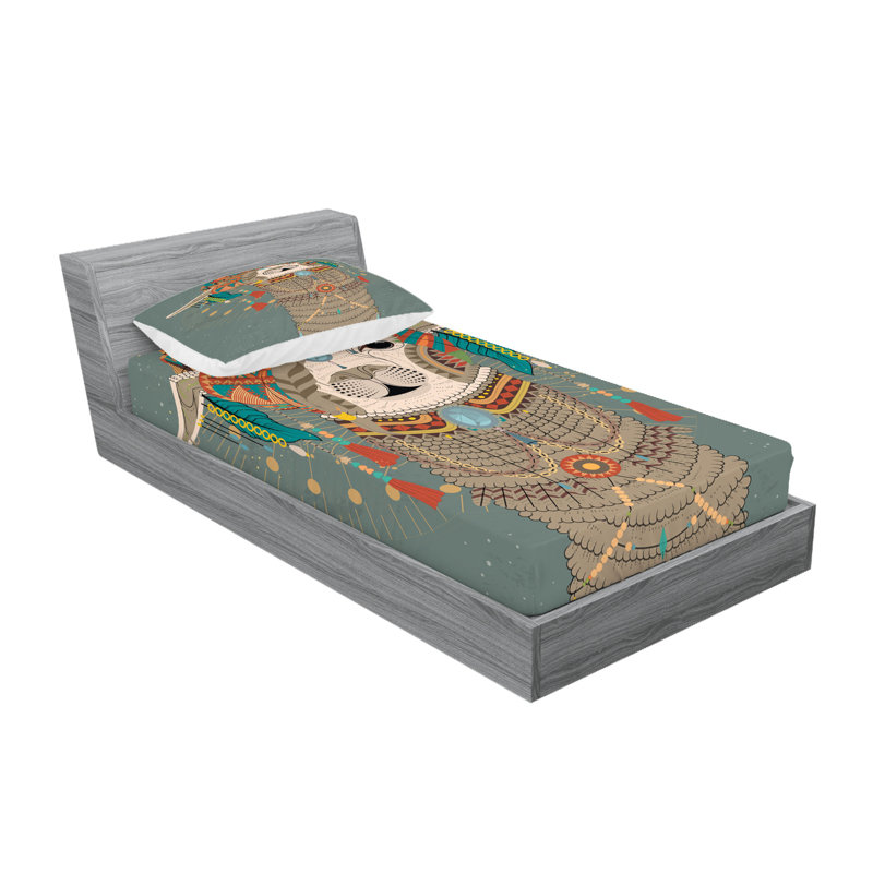 Multicolore drap-housse et coussin décoratif Ambesonne, Ensemble de draps-housses pour lit simple TG + 4 t