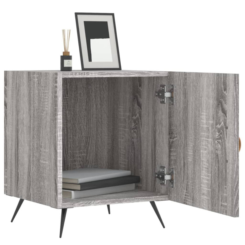 Arnardo 40cm W Manufactured Wood Bedside Table, Grey Sonoma