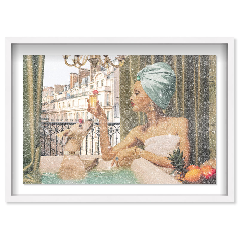 Oliver Gal Tropical Bath Fashion - Diamond Dust Shadowbox Framed Wall Art, 17.5" H x 25.5" W, White