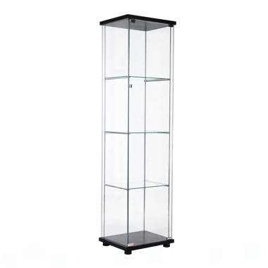 64 in. x 17 in. x 14.5 in. Black 4-Layer Clear Glass Display Cabinet Curio Cabinet