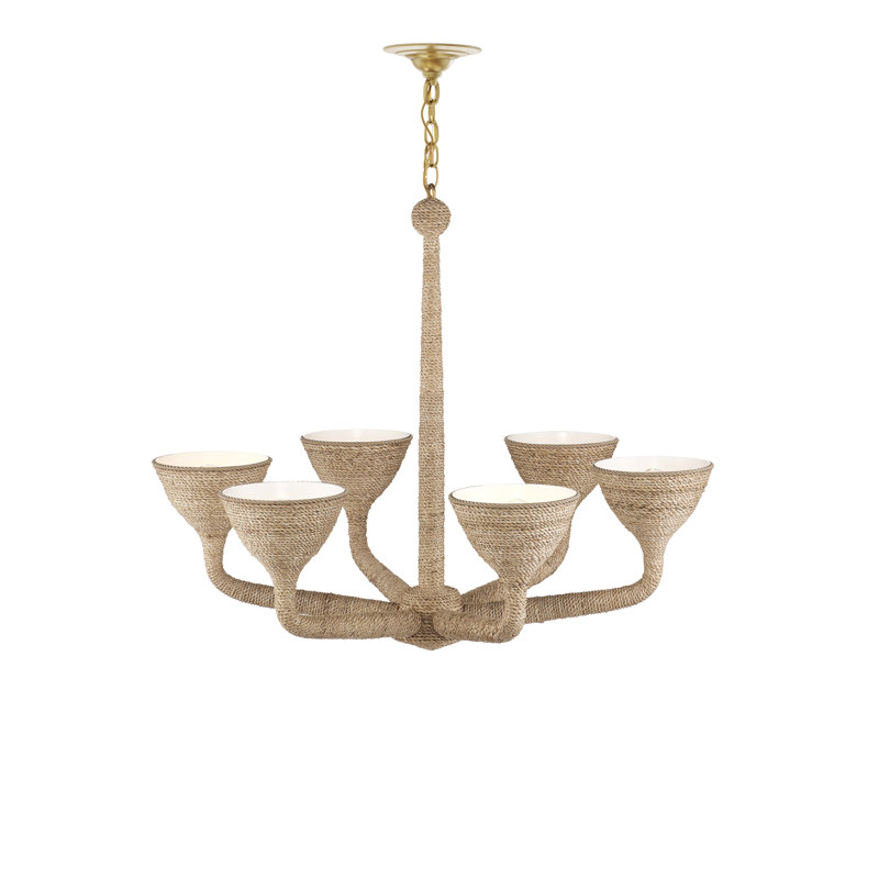 Marbella 6 - Light Abaca Rope/Wrought Iron Chandelier