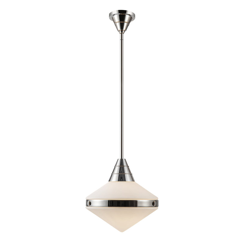 1 - Light Pendant, Polished Nickel, Matte Opal