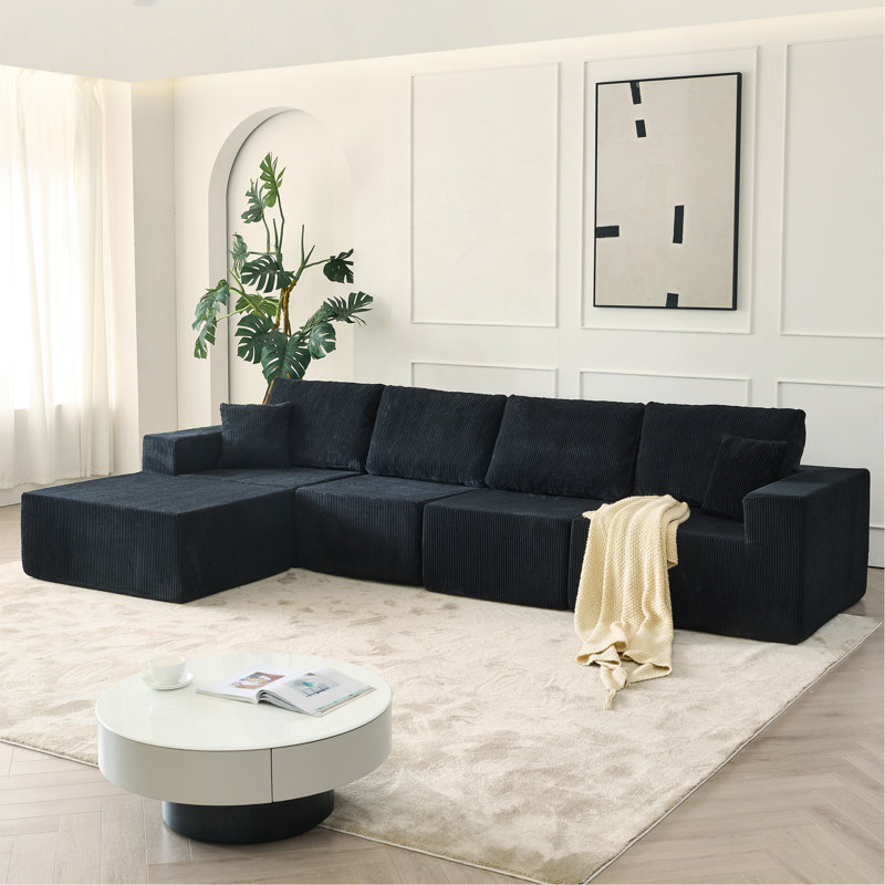 Canapé modulaire 139,3 po, Noir