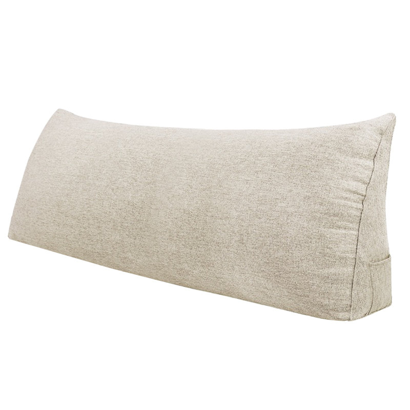 Sit-up Back Comfort Linen-look Textured Ivory Bed Rest Headboard Wedge Reading Pillow Back Support Compression, King