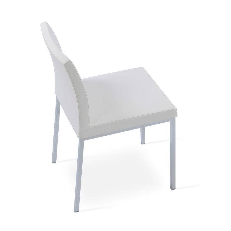 Chaise d'appoint en métal Aria, Chrome, ppm blanc